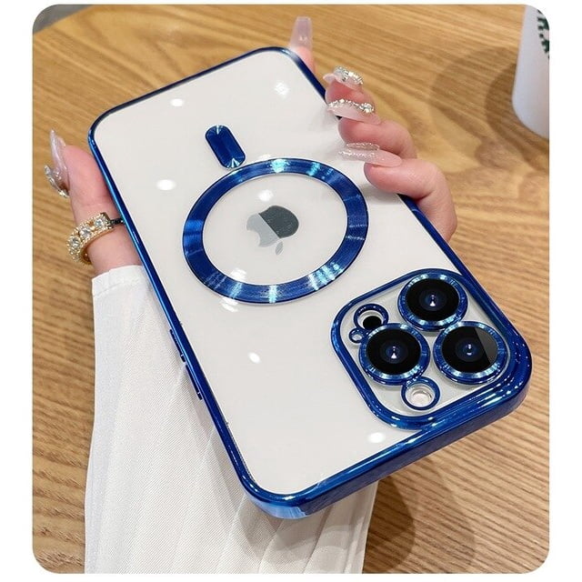 Luxury Transparent Magnetic For Magsafe Wireless Charging Case For iPhone 14 Plus 13 12 11 Pro Max Clear Plating Silicone CoverFor iPhone 13Pro Max Gong Bohan LED