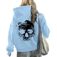 thumbnail image 4 of Women's Halloween Hooded Sweatshirts Skull Graphic Long Sleeve Drawstring Pullover Tops Skeleton Print Hoodie Shirts, 4 of 6