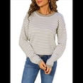 thumbnail image 1 of Suéter de Cuello Redondo A Rayas para Mujer, Blusas Casuales de Invierno de Larga con Bloques de Color, Ropa Holgada y Cálida Caqui S, 1 of 10