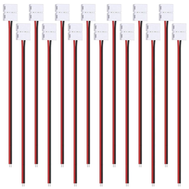24 piezas de conector de tira de luz LED de 2 pines de 8 mm para tira de LED de un solo color sin soldadura SMD 3528 2835 flexible de 8 mm