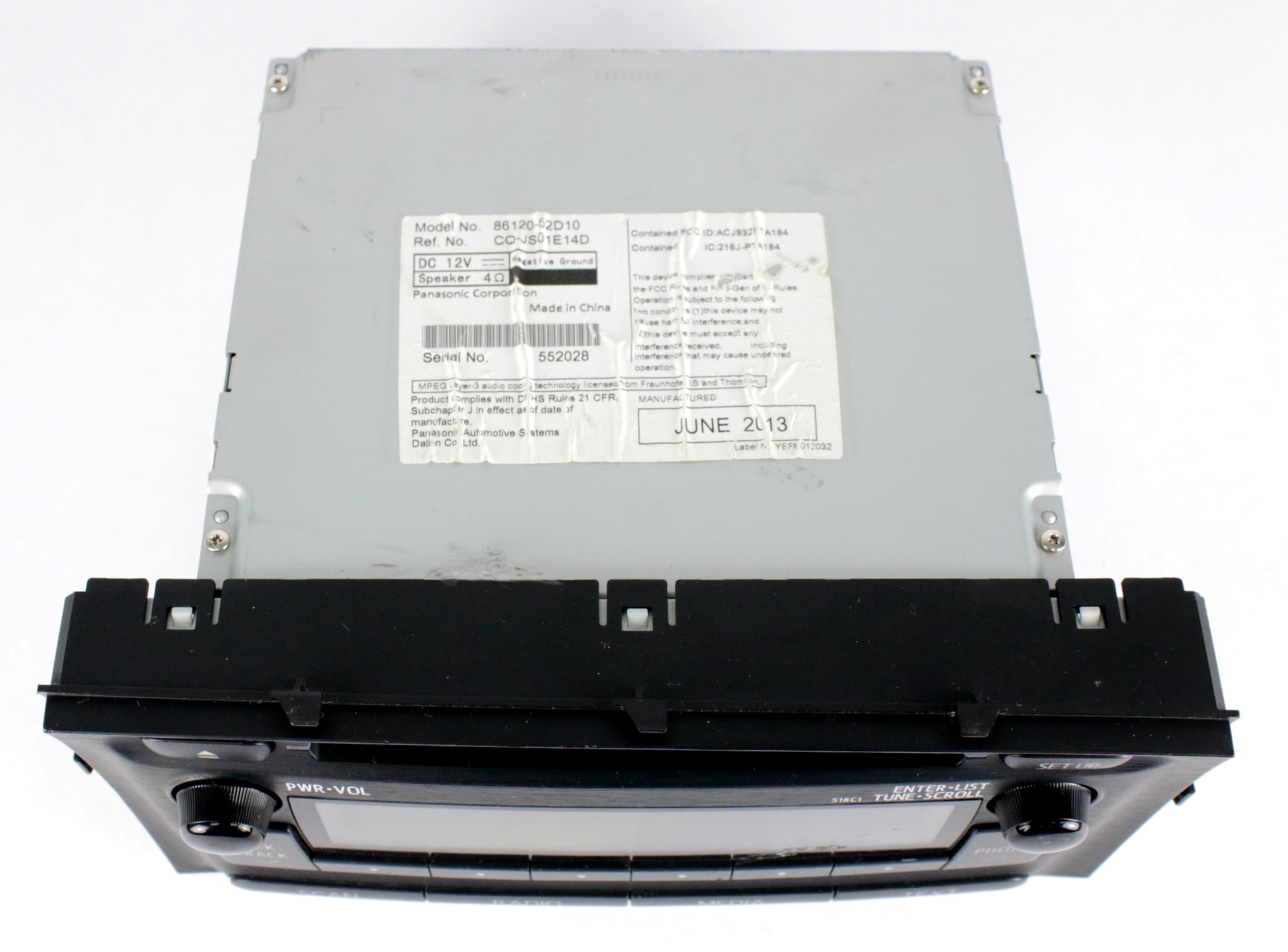 Restored 2012-2014 Toyota Prius Radio AM FM Single CD Bluetooth Ready 86120-52D10 - 518C1 (Refurbished)
