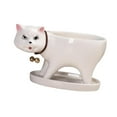 thumbnail image 4 of Maceta de porcelana con forma de gato para patio, jardín o terraza. Blanco, 4 of 9
