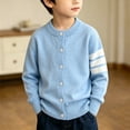 thumbnail image 4 of Boys Girls Cardigan Basic School Uniforms Kids Cotton Striped Sleeve Button Knit Sweater Baby Girl Jacket Fashion Outerwear, 4 of 5