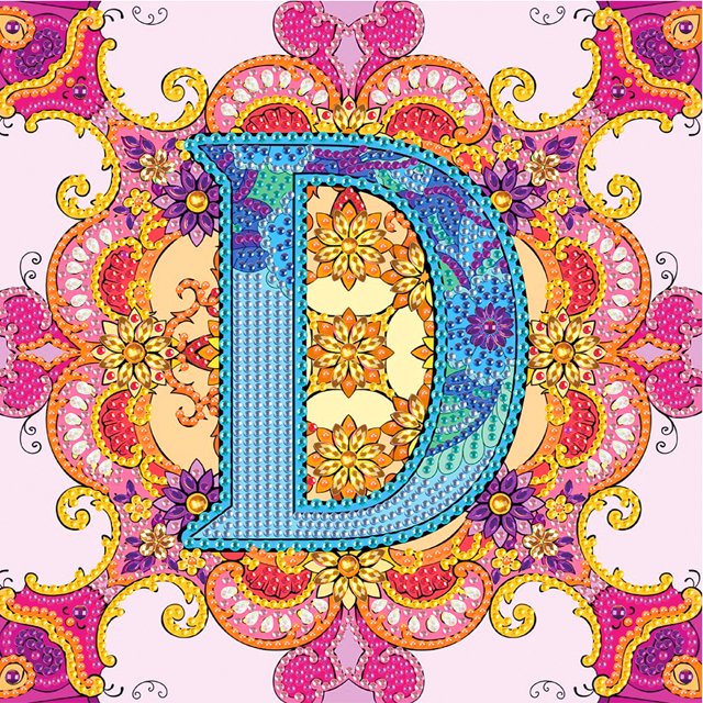 Pintura de diamante 5D DIY Taladro parcial con forma especial Letra D Datura Kit 30x30cm