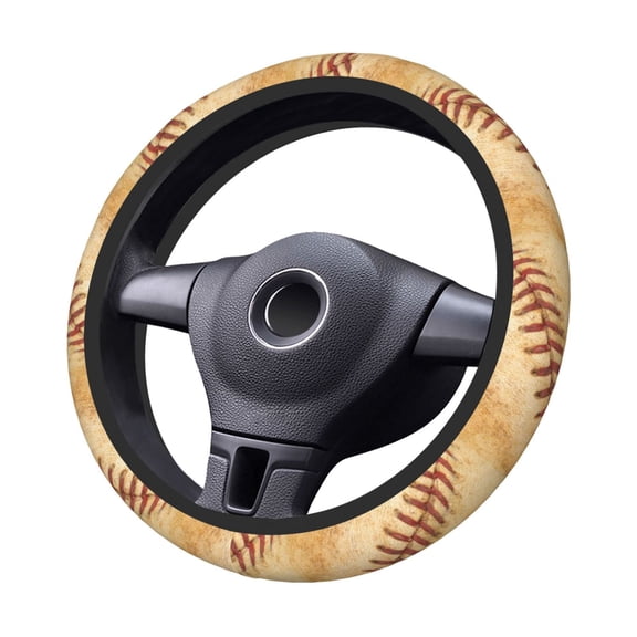 Kdxio Vintage Baseball Print Elastic Stretch Steering Wheel Cover,Auto Steering Wheel Cover,15 Inch Anti-Slip,Warm in Winter and Cool in Summer,Fit Suvs,Vans Cars,Trucks