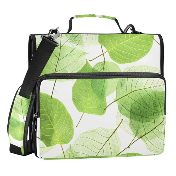 ALAZA Zipper Binder Green Leaves 3 Ring Trapper Keeper File Folder Organizer Bag