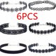 thumbnail image 1 of Conjunto de gargantilla, 6 collares de gargantilla de terciopelo negro Conjunto de gargantilla de encaje de tatuaje gótico clásico TUNC Sencillez, 1 of 5