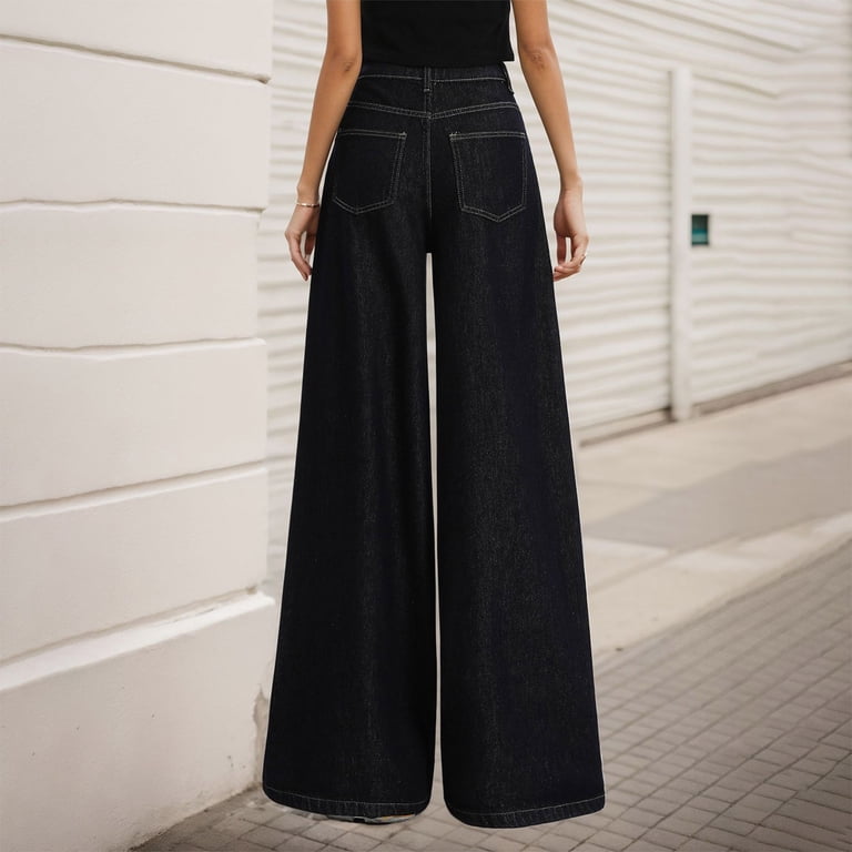 Wide Leg Jeans for Women Trendy High Waisted Stretchy Denim Pants