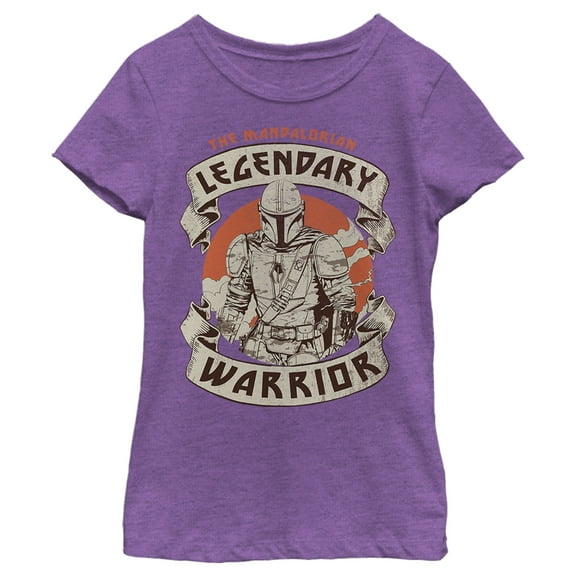 Girl's Star Wars: The Mandalorian Legendary Warrior Sunset  Graphic Tee Purple Berry Large