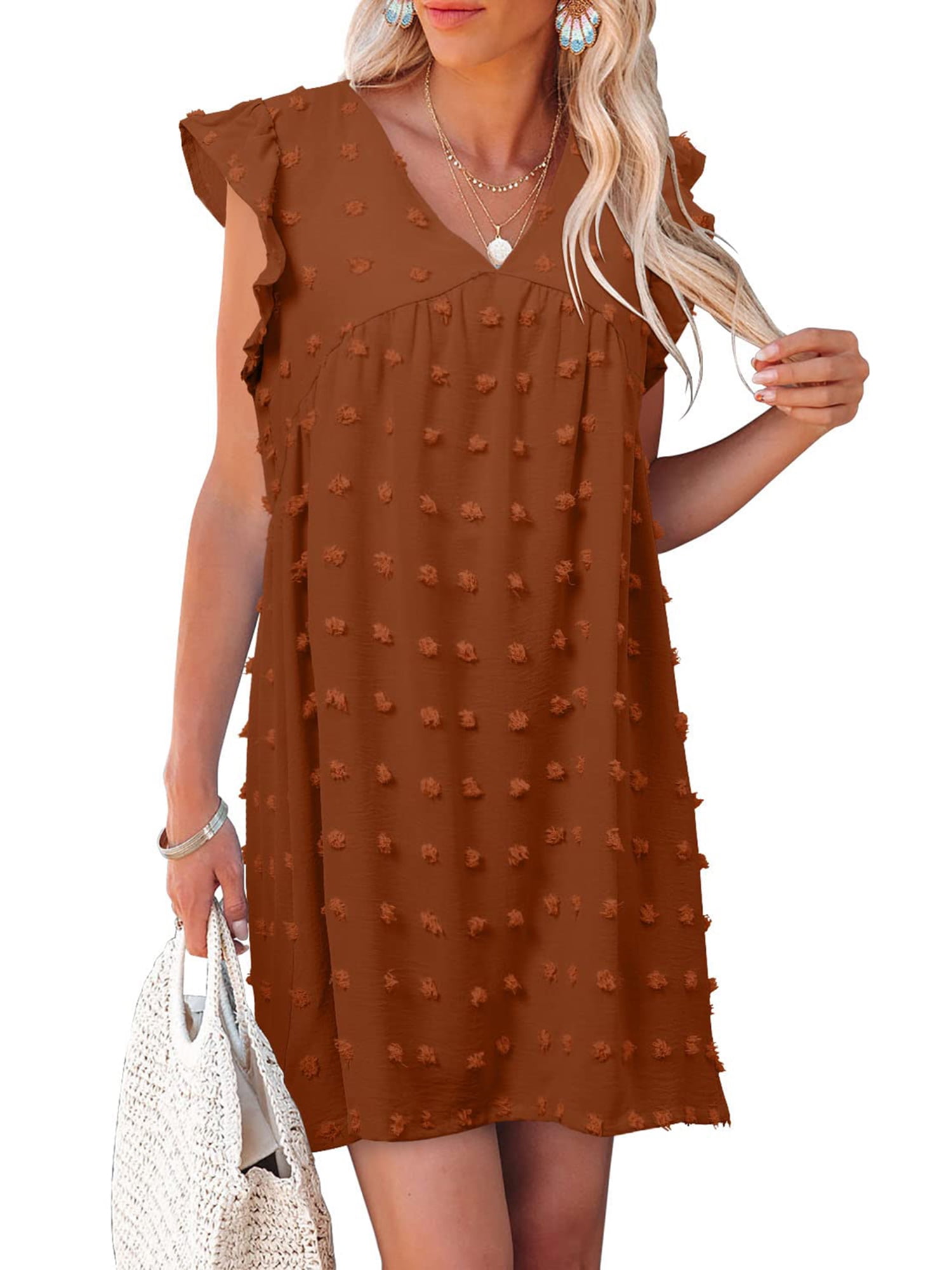 AMILIEe California Romper Dress with Shorts Summer VNeck Cotton Short