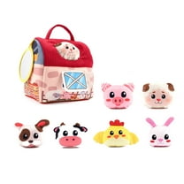 KOYPTL Baby Toys 6-12 Months - Surprise Barn with 6 Pcs Stuffed Farm Animals Toys, Rattle, Crinkle Paper, Mirror - Sensory Balls Montessori Toys for 1-3 Year Old Toddlers,Christmas Gifts for Kids