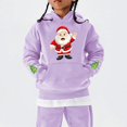 thumbnail image 5 of UACY Kids Girls Christmas Santa Claus Graphic Hoodie Fleece Lined Long Sleeve Hooded Funny Preppy Sweatshirt Fall Winter Pullover Tops (Purple, 4-5 Years), 5 of 5