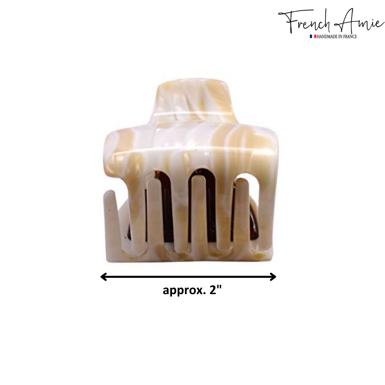 French Amie Big Fat Marble Cream Off White Handmade Jaw Hair Claw Clamp