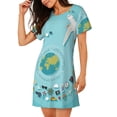 thumbnail image 2 of Fotbe Travelling on Airplane Bata de Dormir para Mujer con Estampado, Camisón de Algodón de Manga Corta, Ropa de Dormir Casual, 2 of 6