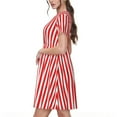 thumbnail image 2 of Fotbe Red And White Stripes Vestido Largo de Moda para Mujer, Vestido Tipo Camiseta con Manga Corta y Estilo Casual a Rayas y Bloques de Color, 2 of 6