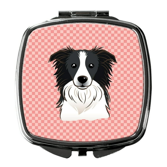 Checkerboard Pink Border Collie Compact Mirror BB1241SCM