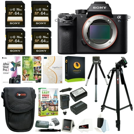 Sony Alpha a7SII Mirrorless Digital Camera Body w/ Four 64GB SD Card & Corel Suite Bundle