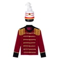 thumbnail image 4 of Chaqueta de circo para niños, uniforme de guardia de Honor de trompeta y tambor, disfraz de Cosplay de Cascanueces, Tops adornados con borlas y sombrero, 4 of 5
