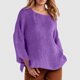 thumbnail image 2 of Camiseta de manga larga y cuello redondo de color liso para mujer: estilo informal y holgado, tejido de poliéster para los días más frescos., 2 of 5