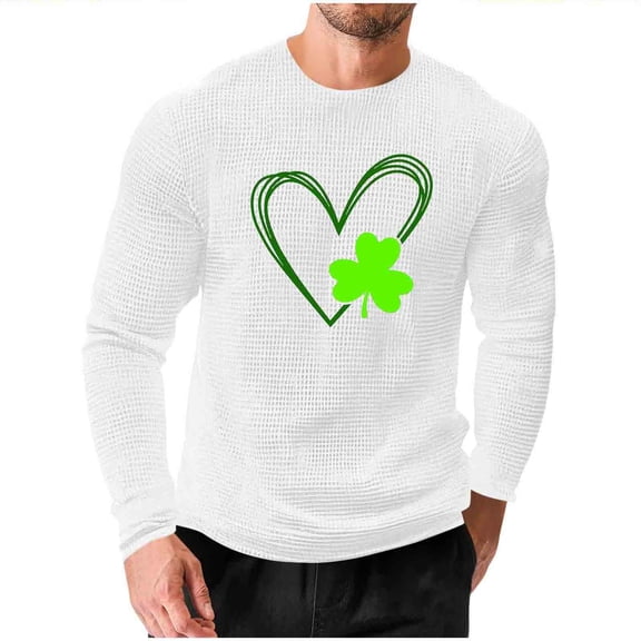 Posijego Big and Tall Mens St Patrick's Day Shirt Slim Muscle Long Sleeve Basic Tee Shirts Stretch Pullover Tops
