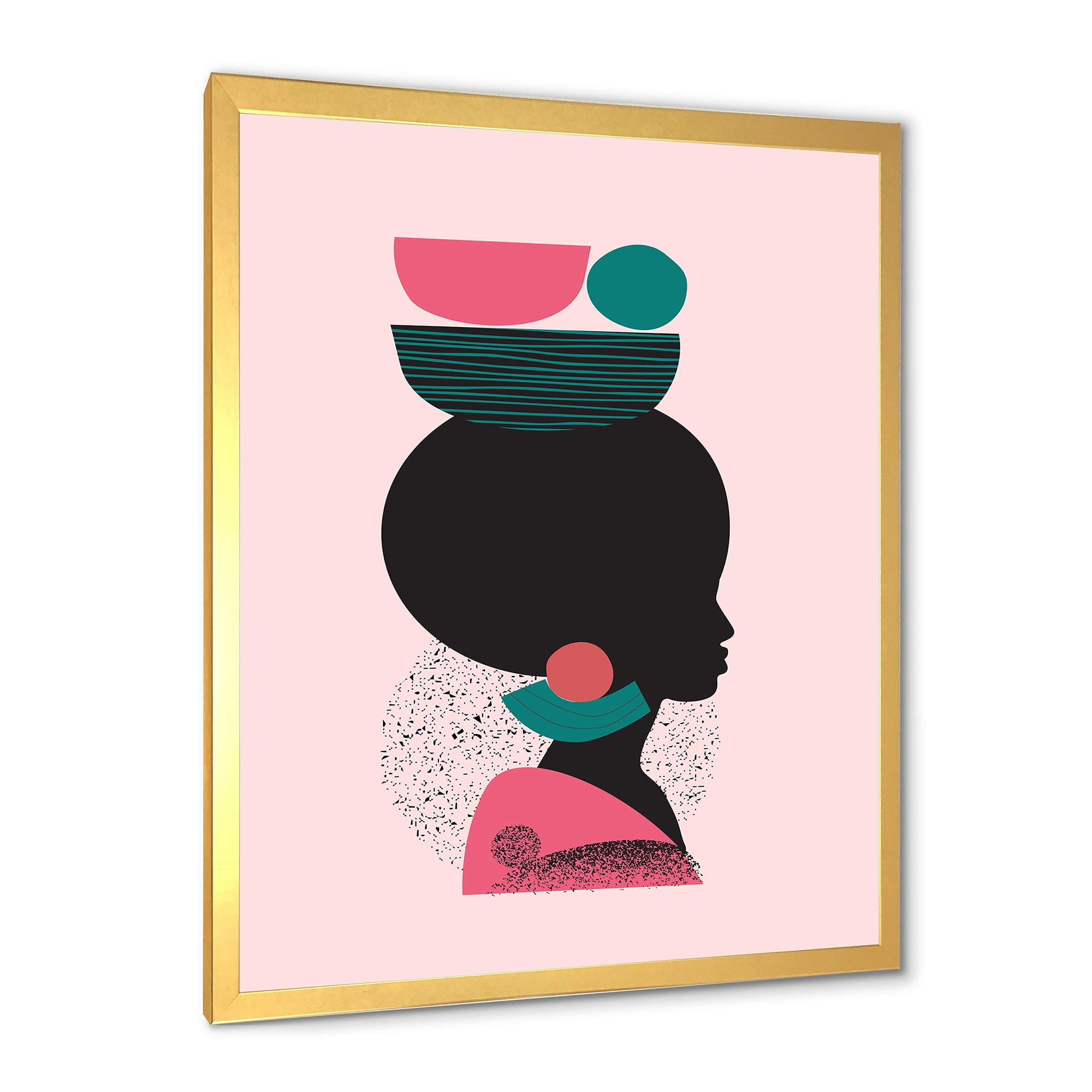 Designart 'Ethnic Geometric Silhouette of African American II' Modern Framed Art Print