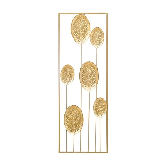 Leaves Wall Art Line Drawing Sculpture Metal Wall Art Decor for Bathroom Kitchen Round Leaf Left