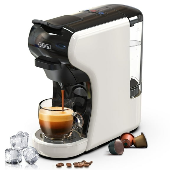 HiBREW H1A 4-in-1 Capsule Coffee Machine - 19Bar Espresso Maker for Hot/Cold Brews White