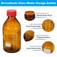 thumbnail image 3 of Uxcell Round Media Storage Bottles, 1000ml Thickened Glass Graduated Round Bottles with GL45 Red Screw Cap for Lab Water Reagent Liquids, Brown, 3 of 7