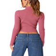 thumbnail image 3 of Ladies‘ Fitted Short Knitted Sweater in Solid Color with Zipper Closure, 3 of 7