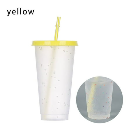 

Multicolor Temperature Coffee PP Dining Supplies Straw Cup Discoloration Drink Ware Color Changing Cup YELLOW
