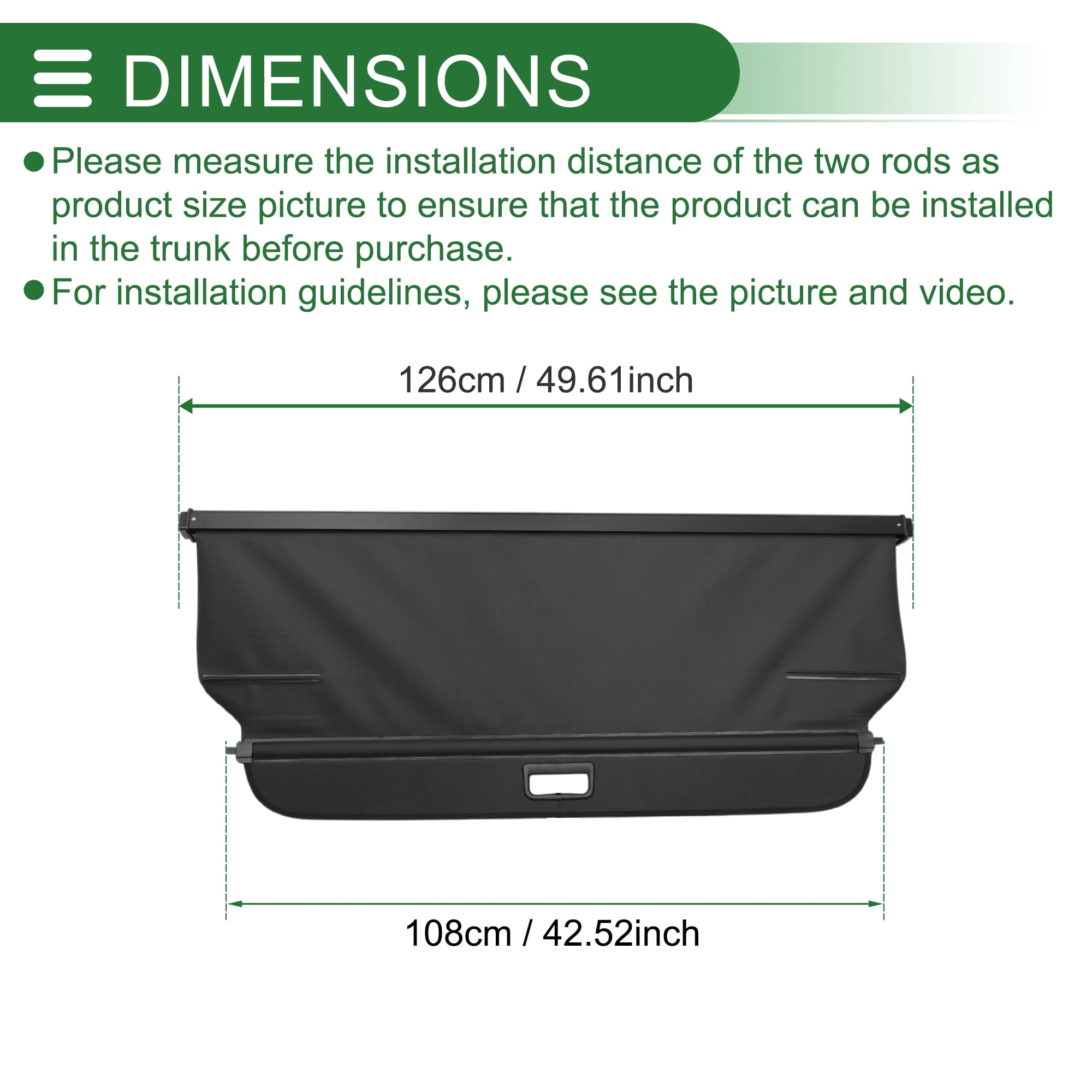 Unique Bargains Car Trunk Retractable Cargo Cover Gloss Black for Jeep Compass 2017-2024