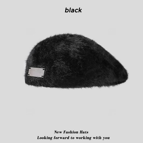 Women Beret Hat Hair Hat Beanie Cap Classic Solid Color Autumn Winter Hats Beret Hat For Women Winter Hats Berets Hat for women Black