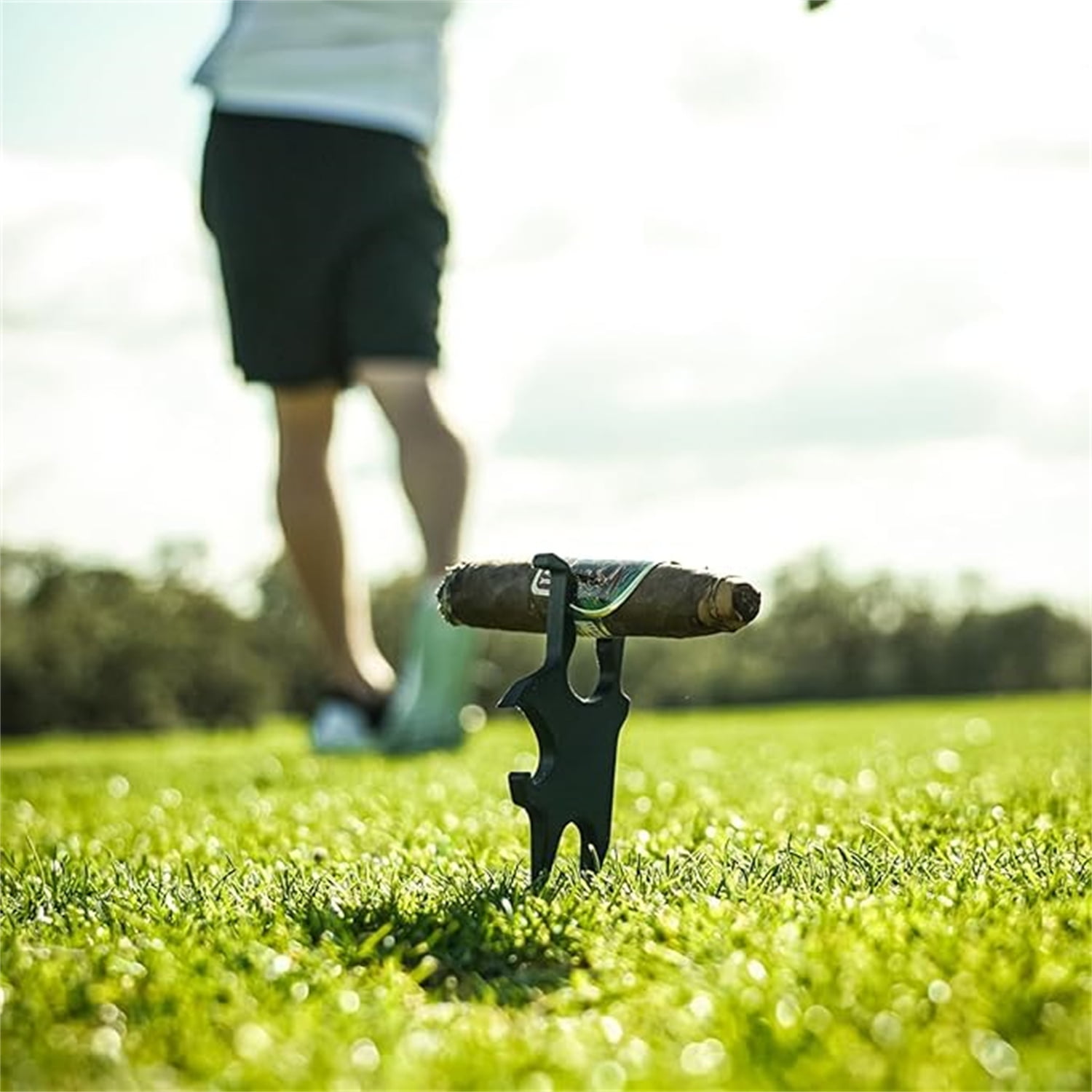 Golf Multi-Tool – Magnetic Cigar Holder for Golf Cart, Cigar Clamp, Beer Shotgun, Divot Tool and Ball Marker