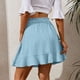 thumbnail image 5 of Falda irregular con volantes de cintura alta para mujer: falda elástica de poliéster de color liso para primavera/verano/otoño, lavable a máquina., 5 of 5