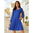 thumbnail image 2 of DARING DIVA Long Sleeve Square Neck Dress L Royal Blue, 2 of 7