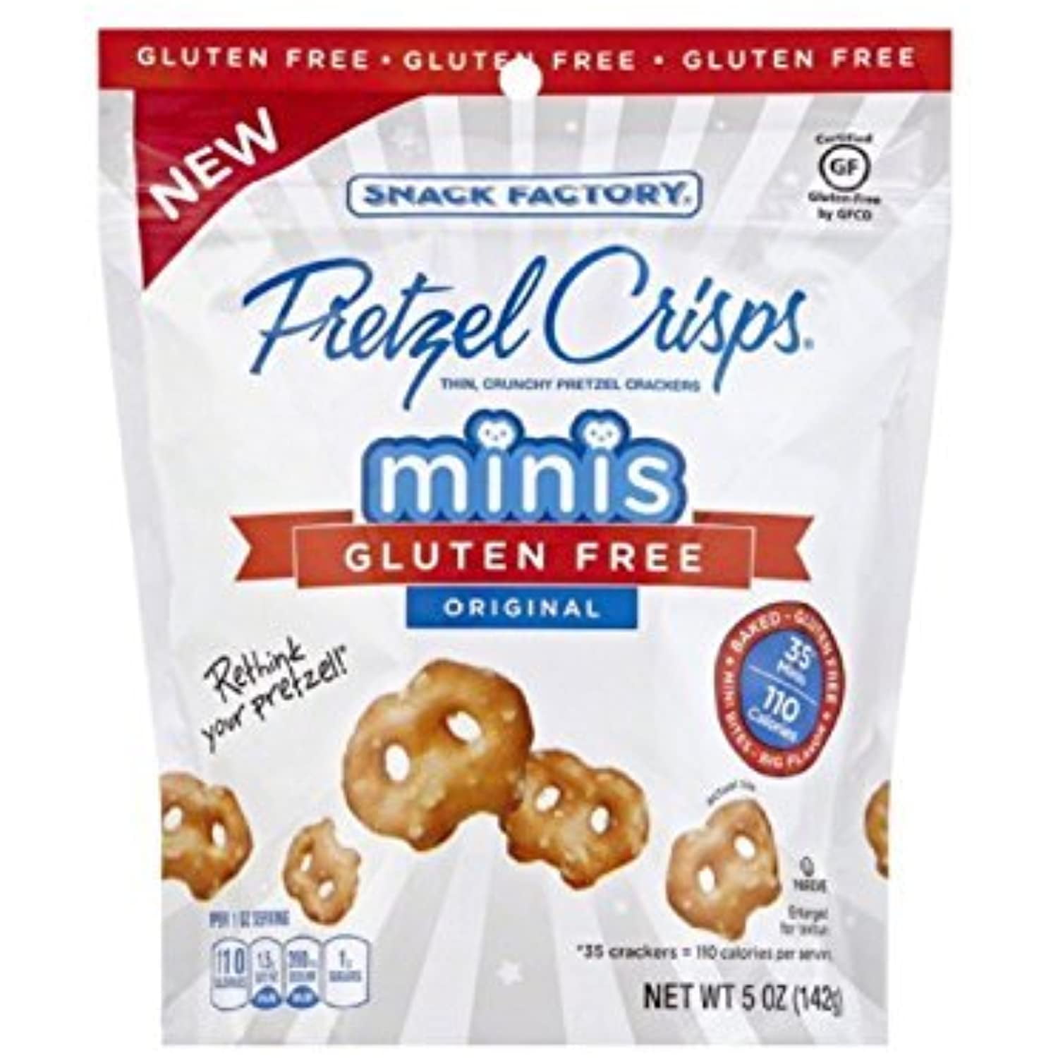 Gluten Free Pretzel Crisps Minis Original Flavor 5 oz bag (4 pack)
