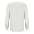 thumbnail image 6 of Puff Sleeve Tops Irregular V Neck Long Sleeve Shirts for Women Dressy Casual Pure Color Pleated Blouses Tees (XL, White), 6 of 7