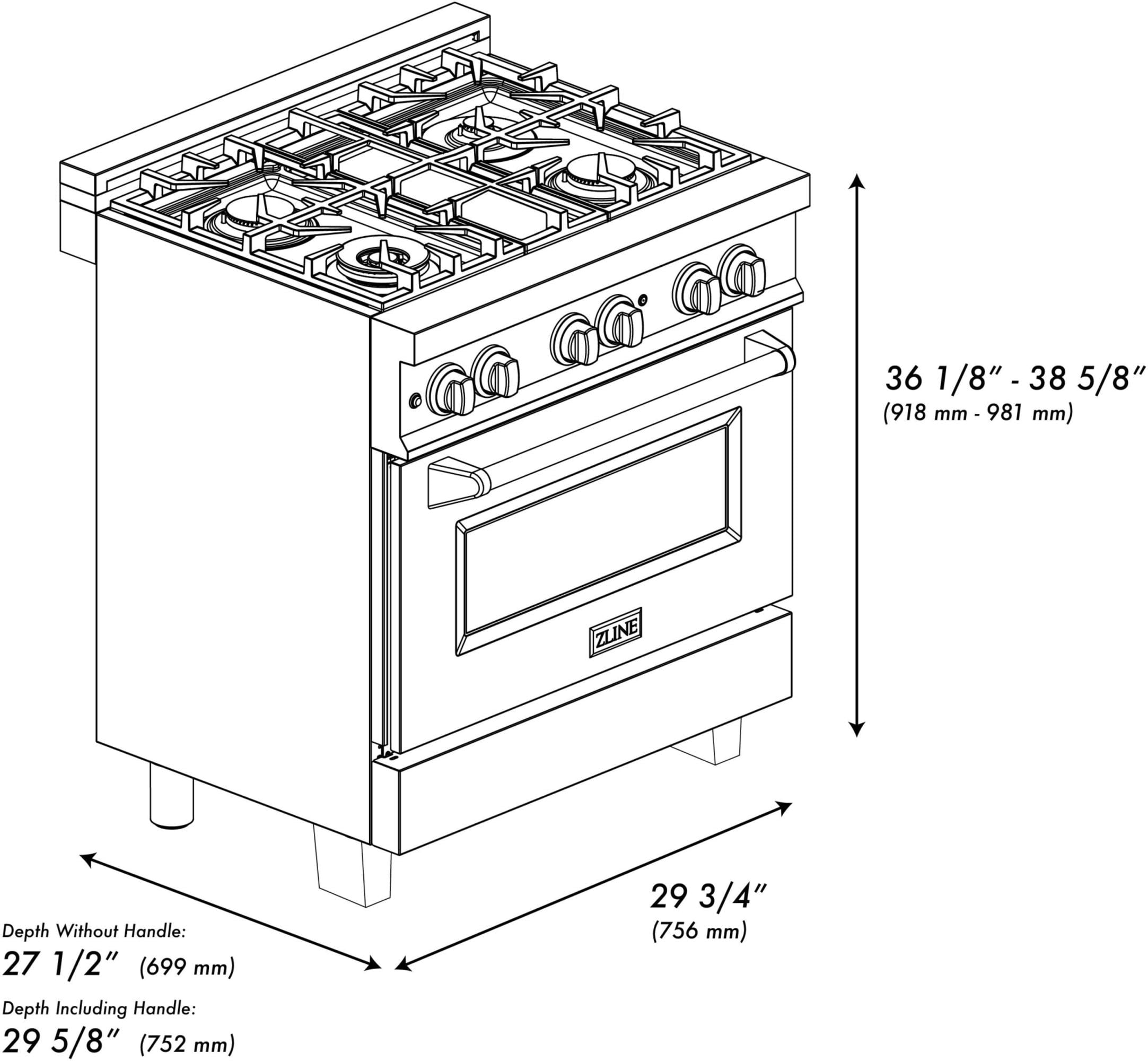 ZLINE RASZ-WM-30-G freestanding range