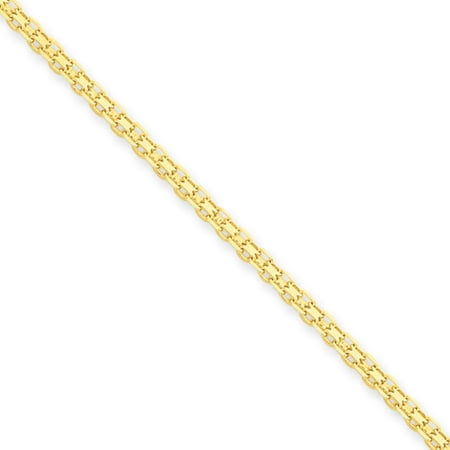 14k Gold 16 Inch Necklace - 2mm, 14k Yellow Gold, Flat Bismark Mesh Chain Necklace, 16 Inch