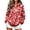 Red, variant on Women Daisy Floral Print Half Zip Hoodie Long Sleeve Loose Casual Pullover Sweatshirt With Kangaroo Pocket Brown L