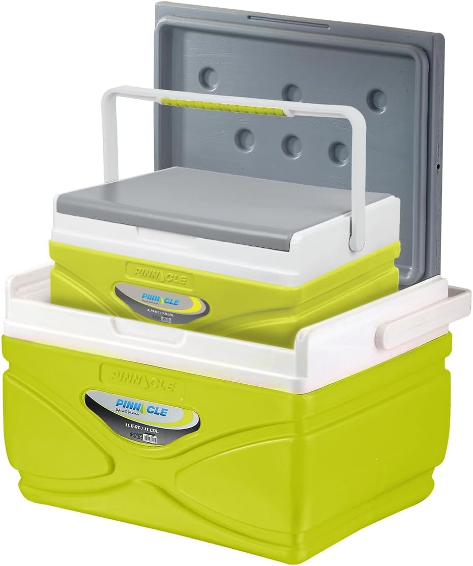 Pinnacle 2-Pack Portable Picnic Cooler 4.5L & 11L Hard Insulated Coolbox, Green