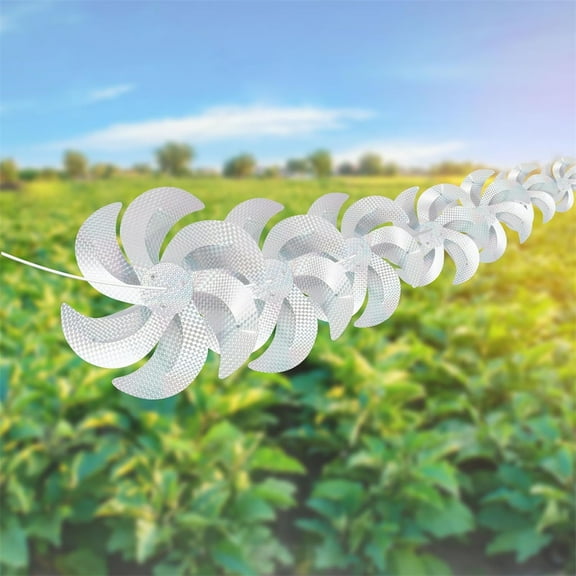 Duslogis 10 Meters of 8 Pcs Reflective Pinwheels Strings, Sparkly Hanging Scare Bird Deterrent Windmills, Outside Bird Repellent Wind Spinners Deterrent Birds Away from Yard Garden Patio Farm