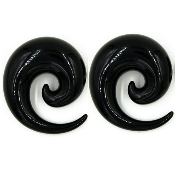 Pair 5/8" 16mm Black Acrylic Super Spirals tapers plugs gauges for Ears