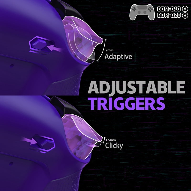 eXtremeRate RISE4 Plus MAX Back Paddles Kit with Clicky Trigger Stops & Rubberized Grip , Remappable Back Buttons Kit for PS5 Controller BDM-010/020- Galactic Purple - NO Controller