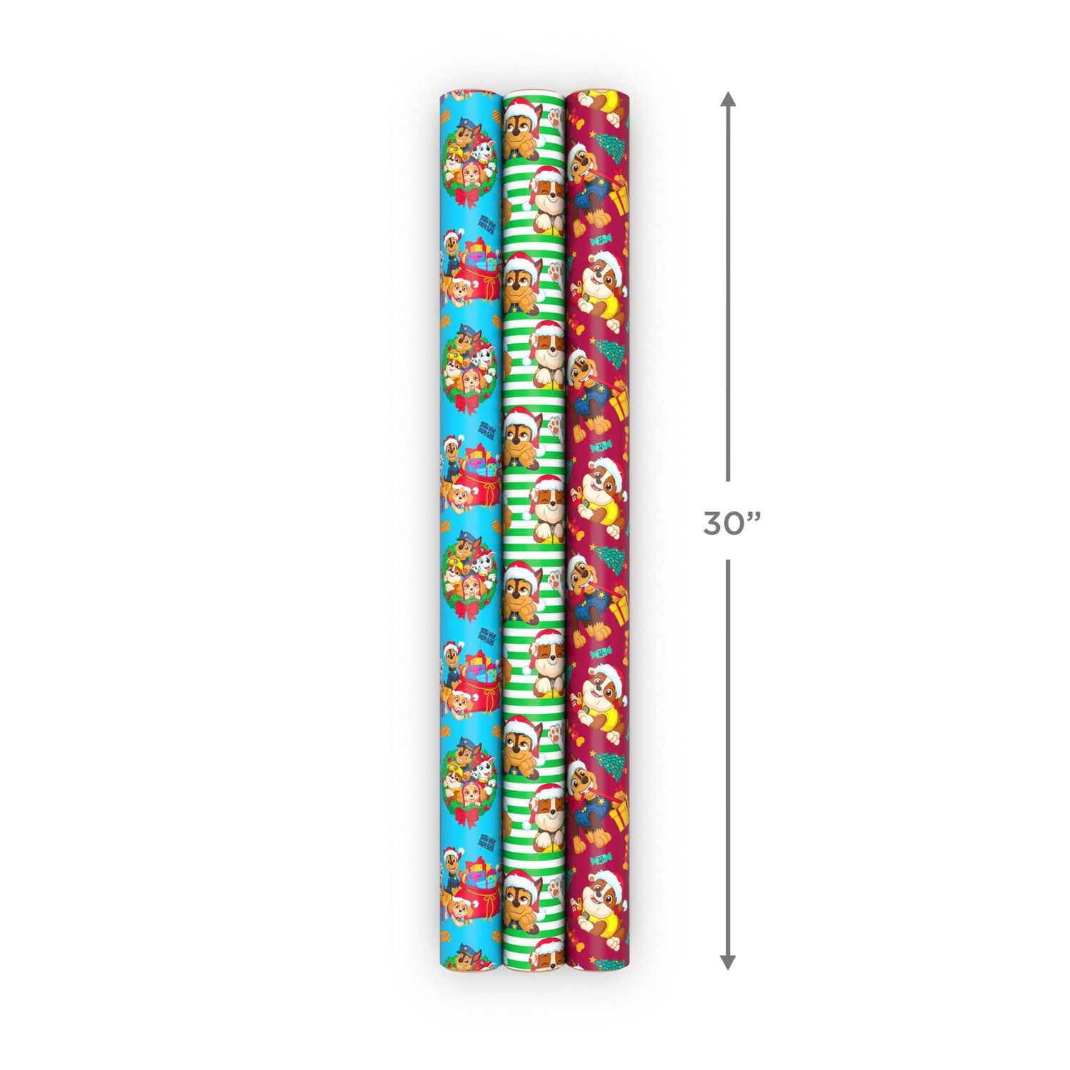 Hallmark Paw Patrol Christmas Wrapping Paper with Cutlines on Reverse (3 Rolls: 60 sq. ft.), Hallmark Wrapping Paper 3-Pack
