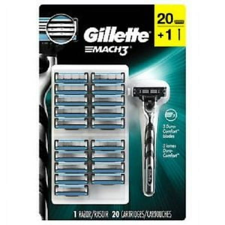Gillette Mach3 Razor Handle with 20 Refill Blades