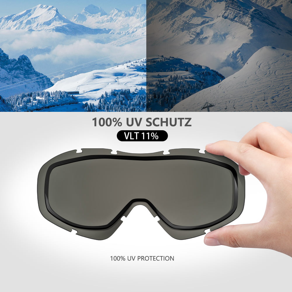 Frameless Anti Fog Over Glasses Snowboard Goggles for Men Women and Youth Gift 100% UV Protection SKIFOX OTG Ski Goggles 