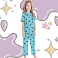 thumbnail image 5 of Girls Pajamas 3 Piece Button Down Pjs Short Sleeve Top Shorts & Long Pants Cute Patterns Valentine's Day Pajama Sets Loungewear Nightwear 3 Piece Sleepwear, 5 of 6