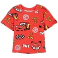 thumbnail image 2 of Disney Cars Lightning McQueen Waffle Knit Drop Shoulder T-Shirt and Shorts Outfit Set Infant to Little Kid, 2 of 4