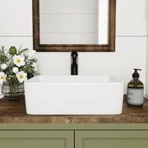 DeerValley 12" White Ceramic Rectangular Batheoom Vessel Sink DV-1V0048